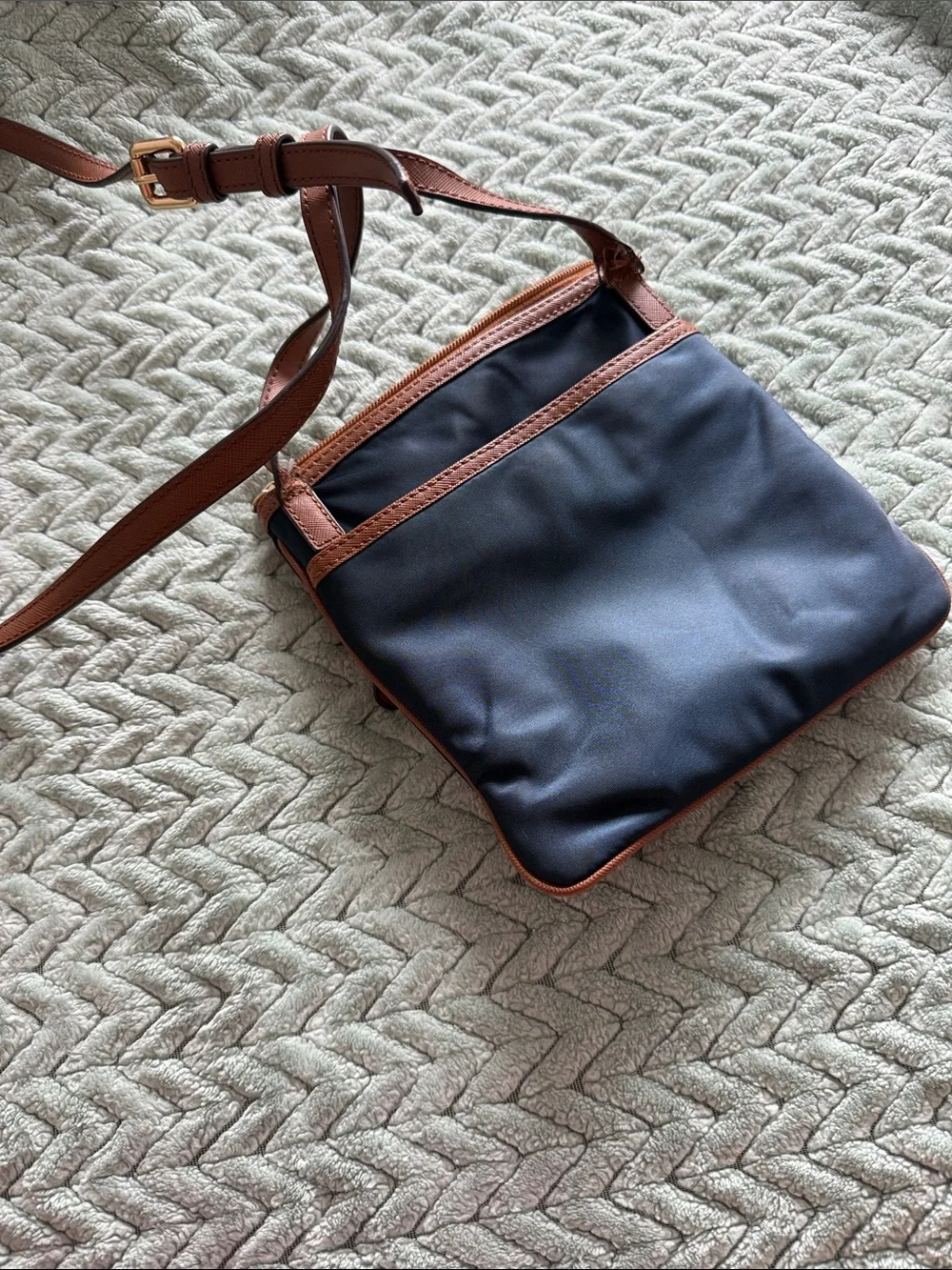 Michael Kors Navy Crossbody with Brown Leather Trim